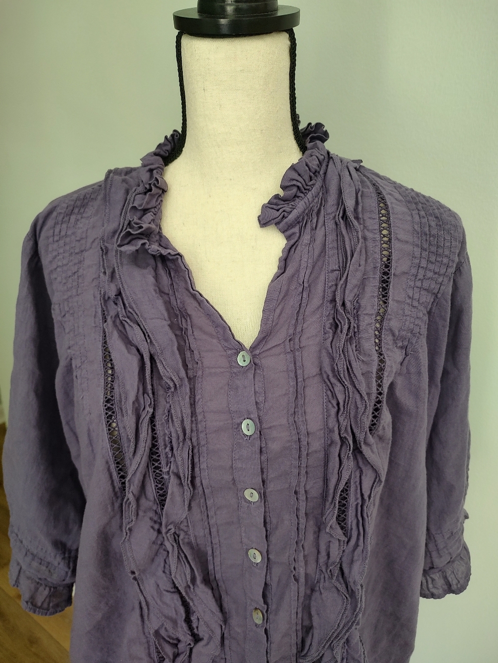 JP And Mattie Sundance Madeline Romantic Cotton Ruffle Top Purple Size L - Picture 3 of 8